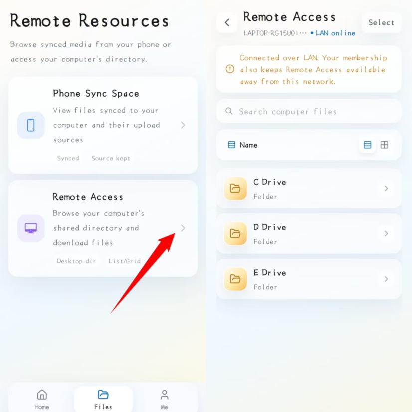 Remote Resources and computer Remote Access file browser